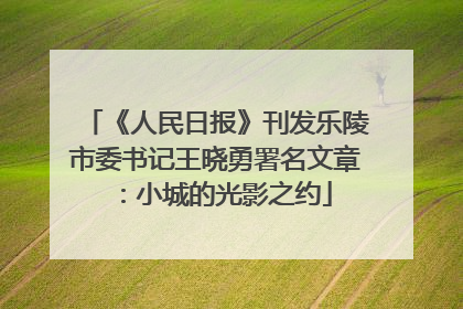 《人民日报》刊发乐陵市委书记王晓勇署名文章：小城的光影之约