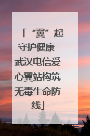 “翼”起守护健康 武汉电信爱心翼站构筑无毒生命防线