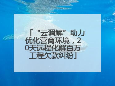 “云调解”助力优化营商环境，20天远程化解百万工程欠款纠纷