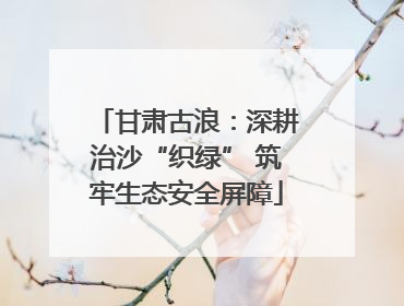 甘肃古浪：深耕治沙“织绿” 筑牢生态安全屏障