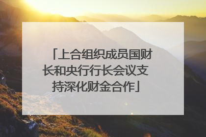 上合组织成员国财长和央行行长会议支持深化财金合作