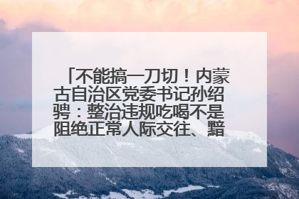 不能搞一刀切！内蒙古自治区党委书记孙绍骋：整治违规吃喝不是阻绝正常人际交往、黯淡人间烟火