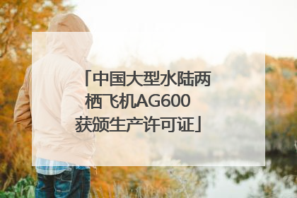 中国大型水陆两栖飞机AG600获颁生产许可证