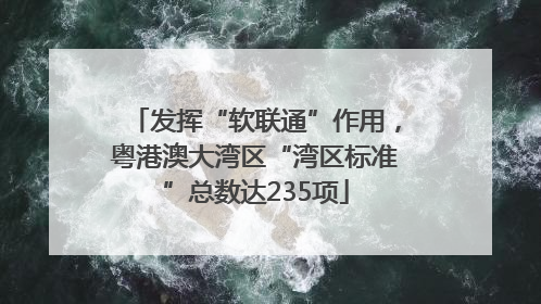 发挥“软联通”作用，粤港澳大湾区“湾区标准”总数达235项
