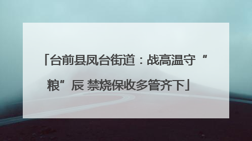 台前县凤台街道：战高温守“粮”辰 禁烧保收多管齐下