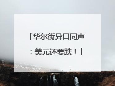 华尔街异口同声：美元还要跌！