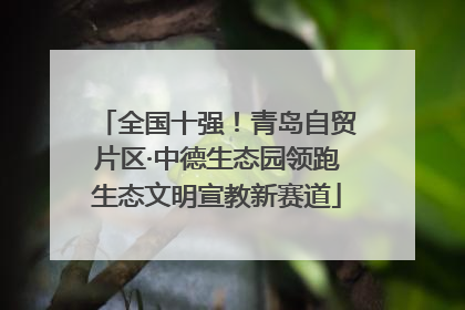 全国十强！青岛自贸片区·中德生态园领跑生态文明宣教新赛道