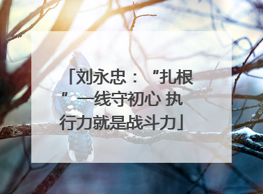 刘永忠：“扎根”一线守初心 执行力就是战斗力