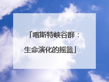 喀斯特峡谷群：生命演化的摇篮