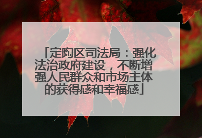 定陶区司法局：强化法治政府建设，不断增强人民群众和市场主体的获得感和幸福感