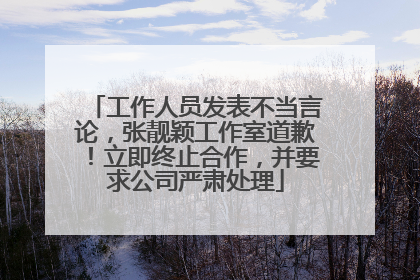工作人员发表不当言论，张靓颖工作室道歉！立即终止合作，并要求公司严肃处理