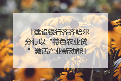 建设银行齐齐哈尔分行以“特色农业贷”激活产业新动能