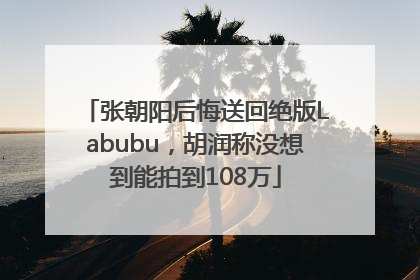 张朝阳后悔送回绝版Labubu，胡润称没想到能拍到108万