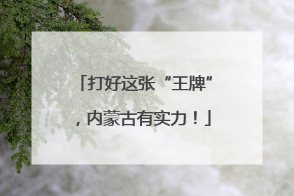 打好这张“王牌”，内蒙古有实力！
