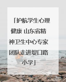 护航学生心理健康 山东省精神卫生中心专家团队走进堤口路小学