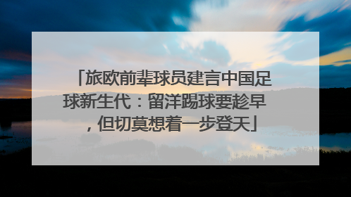 旅欧前辈球员建言中国足球新生代：留洋踢球要趁早，但切莫想着一步登天