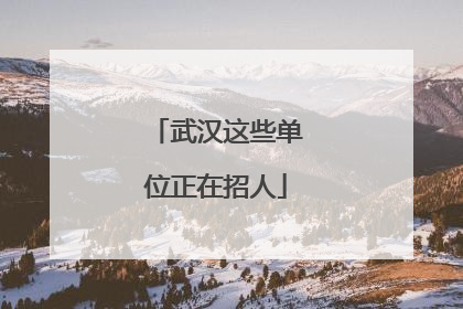 武汉这些单位正在招人