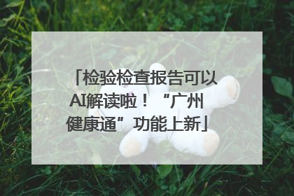 检验检查报告可以AI解读啦！“广州健康通”功能上新