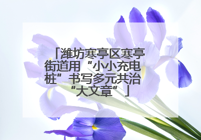 潍坊寒亭区寒亭街道用“小小充电桩”书写多元共治“大文章”
