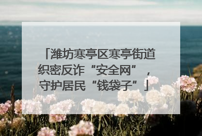 潍坊寒亭区寒亭街道织密反诈“安全网”，守护居民“钱袋子”