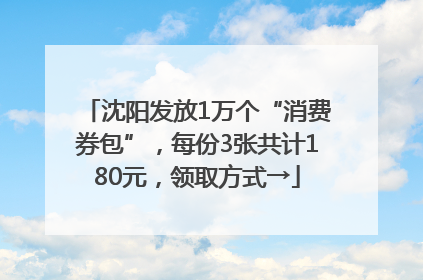 沈阳发放1万个“消费券包”，每份3张共计180元，领取方式→