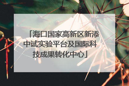 海口国家高新区新添中试实验平台及国际科技成果转化中心