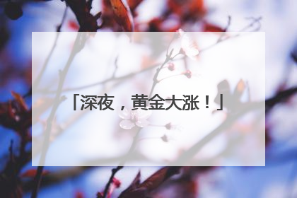 深夜，黄金大涨！