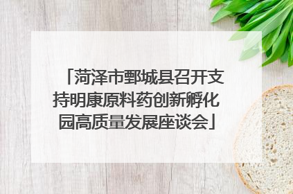 菏泽市鄄城县召开支持明康原料药创新孵化园高质量发展座谈会