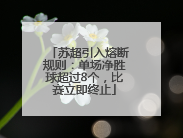 苏超引入熔断规则：单场净胜球超过8个，比赛立即终止