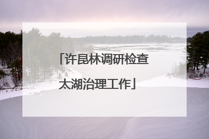 许昆林调研检查太湖治理工作