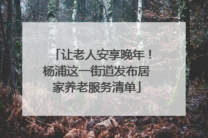 让老人安享晚年！杨浦这一街道发布居家养老服务清单