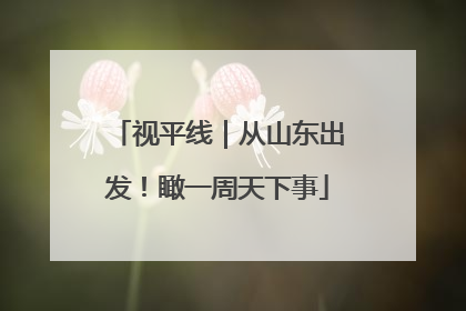视平线｜从山东出发！瞰一周天下事
