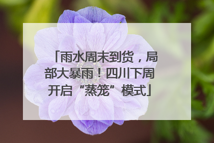 雨水周末到货，局部大暴雨！四川下周开启“蒸笼”模式