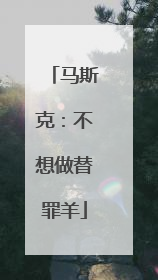 马斯克：不想做替罪羊