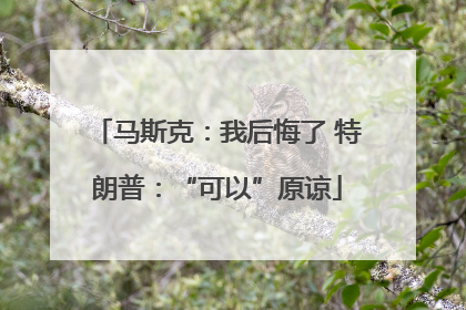 马斯克：我后悔了 特朗普：“可以”原谅