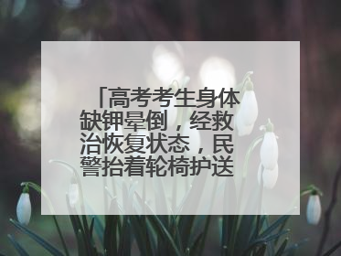 高考考生身体缺钾晕倒，经救治恢复状态，民警抬着轮椅护送考生进考场
