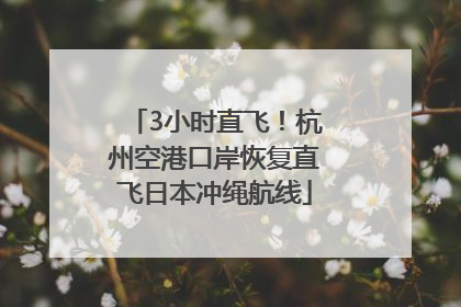 3小时直飞！杭州空港口岸恢复直飞日本冲绳航线