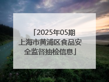 2025年05期上海市黄浦区食品安全监督抽检信息